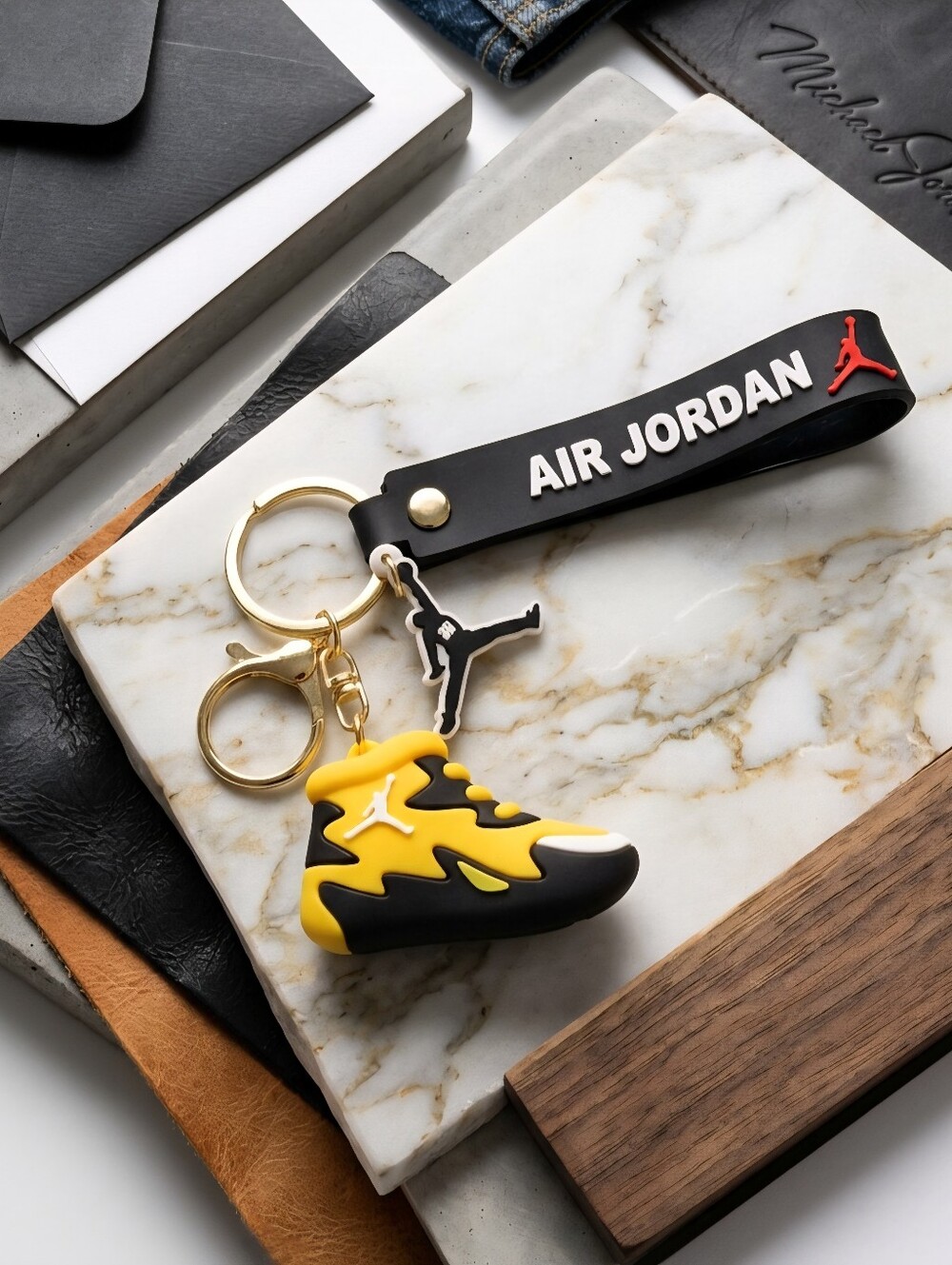 Jordan Black and Yellow Air Jordan Sneaker Keyring